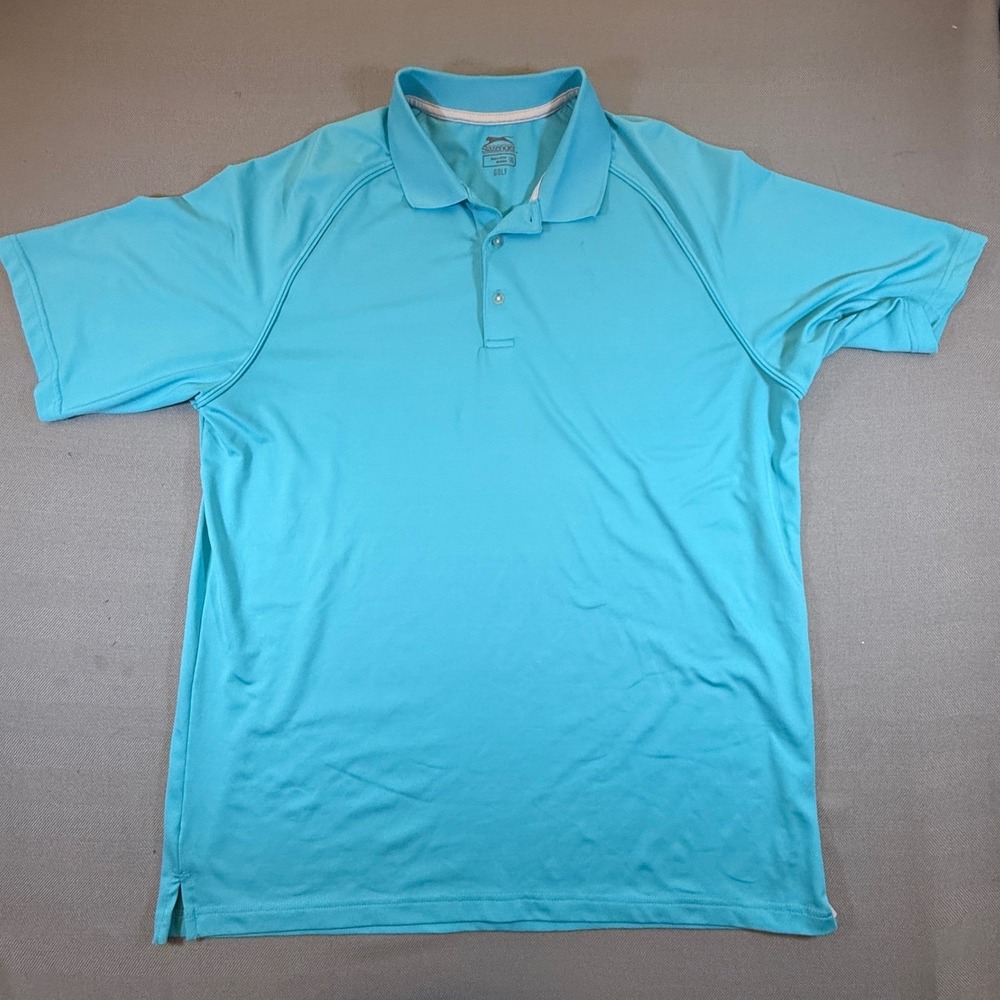 Slazenger Golf Polo Shirt Mens XL Turquoise Blue Performance Short Sleeve 2323